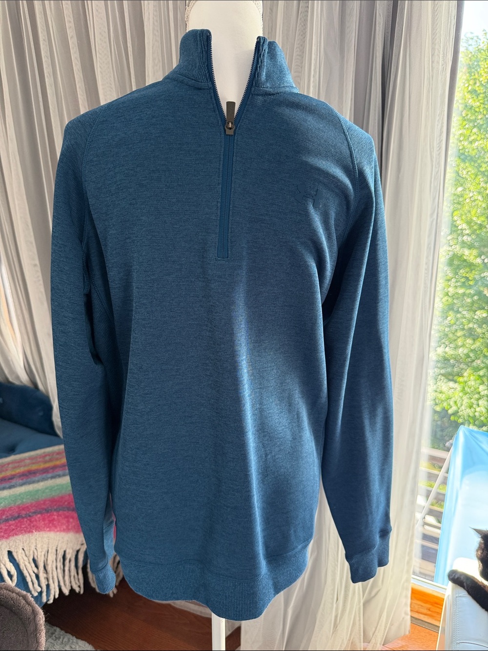 Under Armour Men's Teal Zip-Quarter Pullover Sweater
